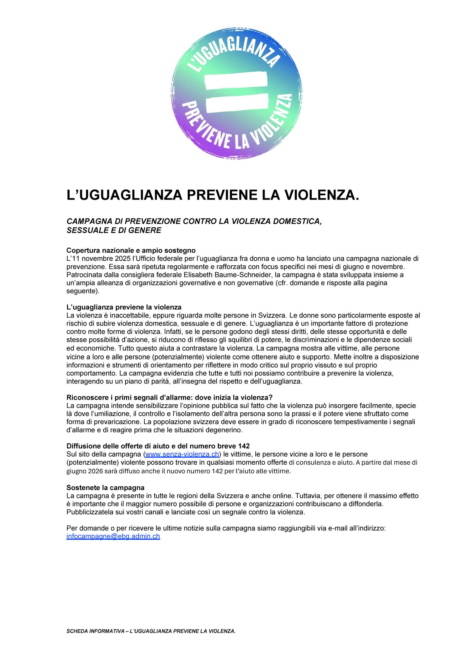 Scheda informativa_campagna di prevenzione UFU_I_Seite_1 Faktenblatt zur Kampagne (IT)